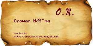 Orowan Mína névjegykártya